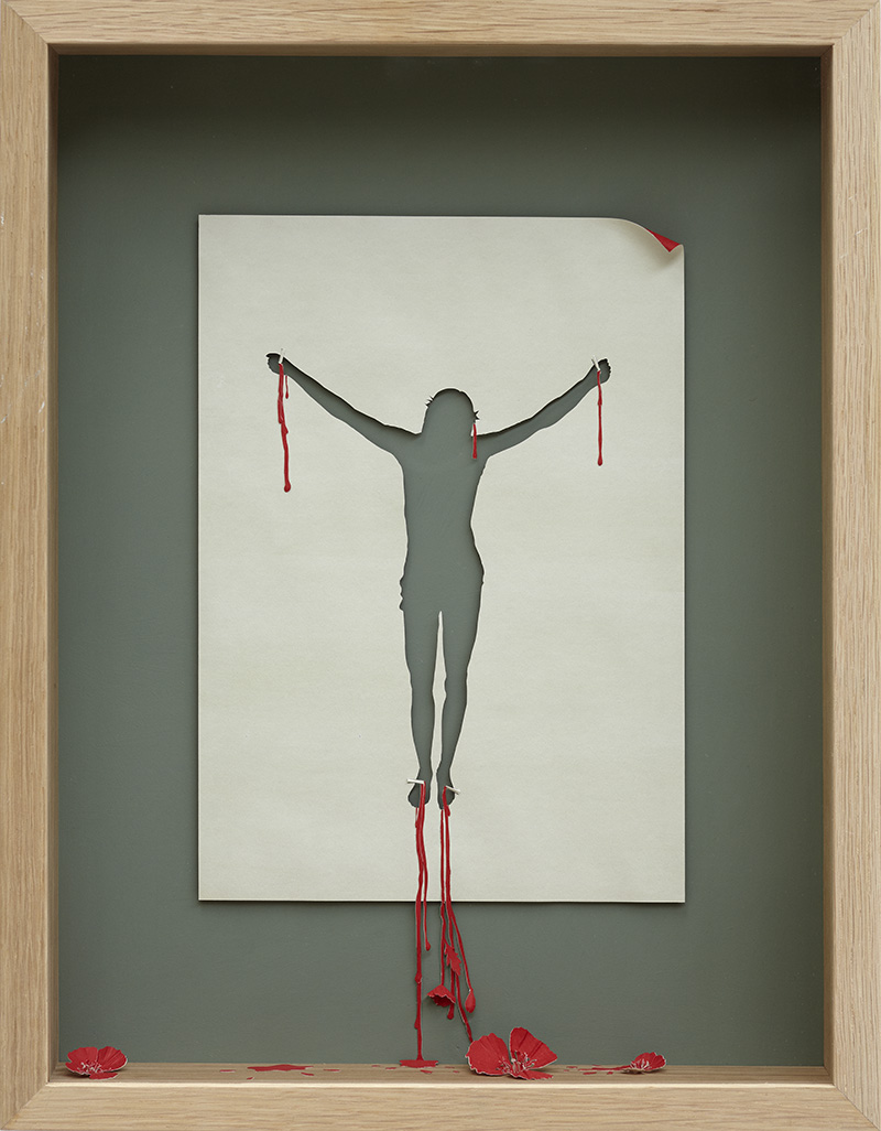 Acid free A4 120g paper, glue, acrylic paint and water colour
47,5x37x7 cm