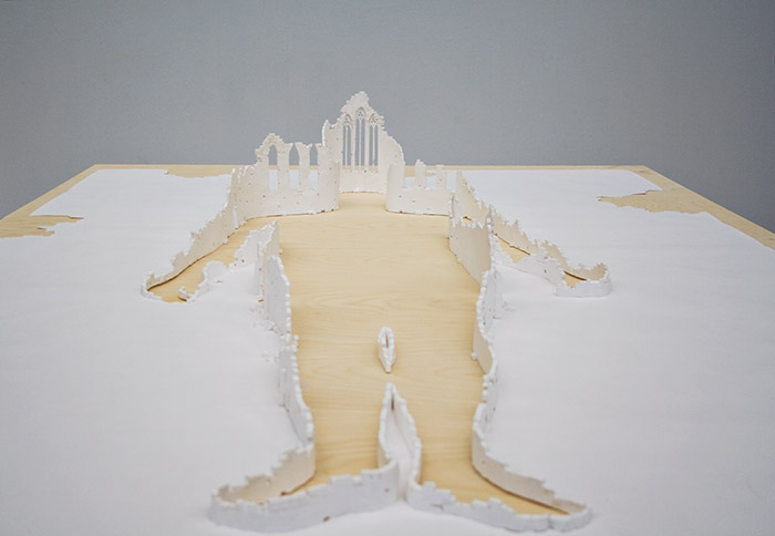120 gsm acid free paper, and glue. 256,5 x 144,5 x 25 cm
