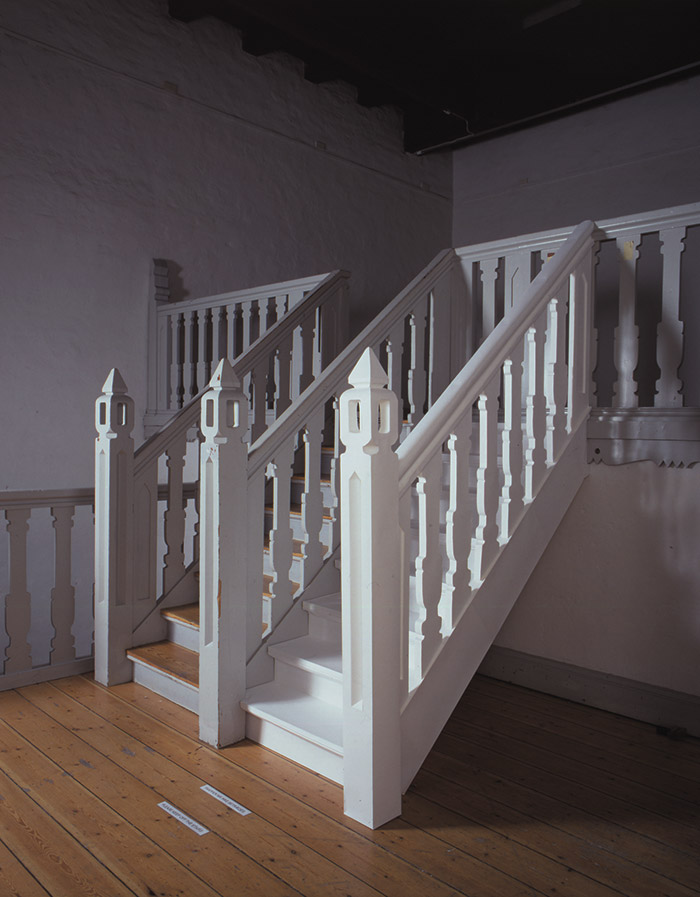120 gms and 160 gsm acid free paper and glue. </br>
Paper installation on 2nd and 3rd floor in the tower of Kunsthallen Nikolaj - Copenhagen Contemporary Art Center. The group exhibition Turmsturm. 