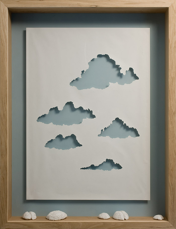 Acrylic paint on 120 gsm acid free paper and oak frame.<br>
107 x 83 x 13 cm.